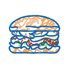 mushroom swiss burger food icon doodle illustration