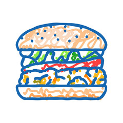 veggie burger food icon doodle illustration