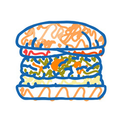 vegan burger food icon doodle illustration