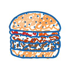 fried onion burger food icon doodle illustration