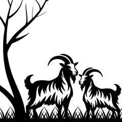 black goat silhouette on white background