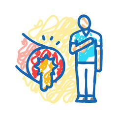 asthma man disease icon doodle illustration