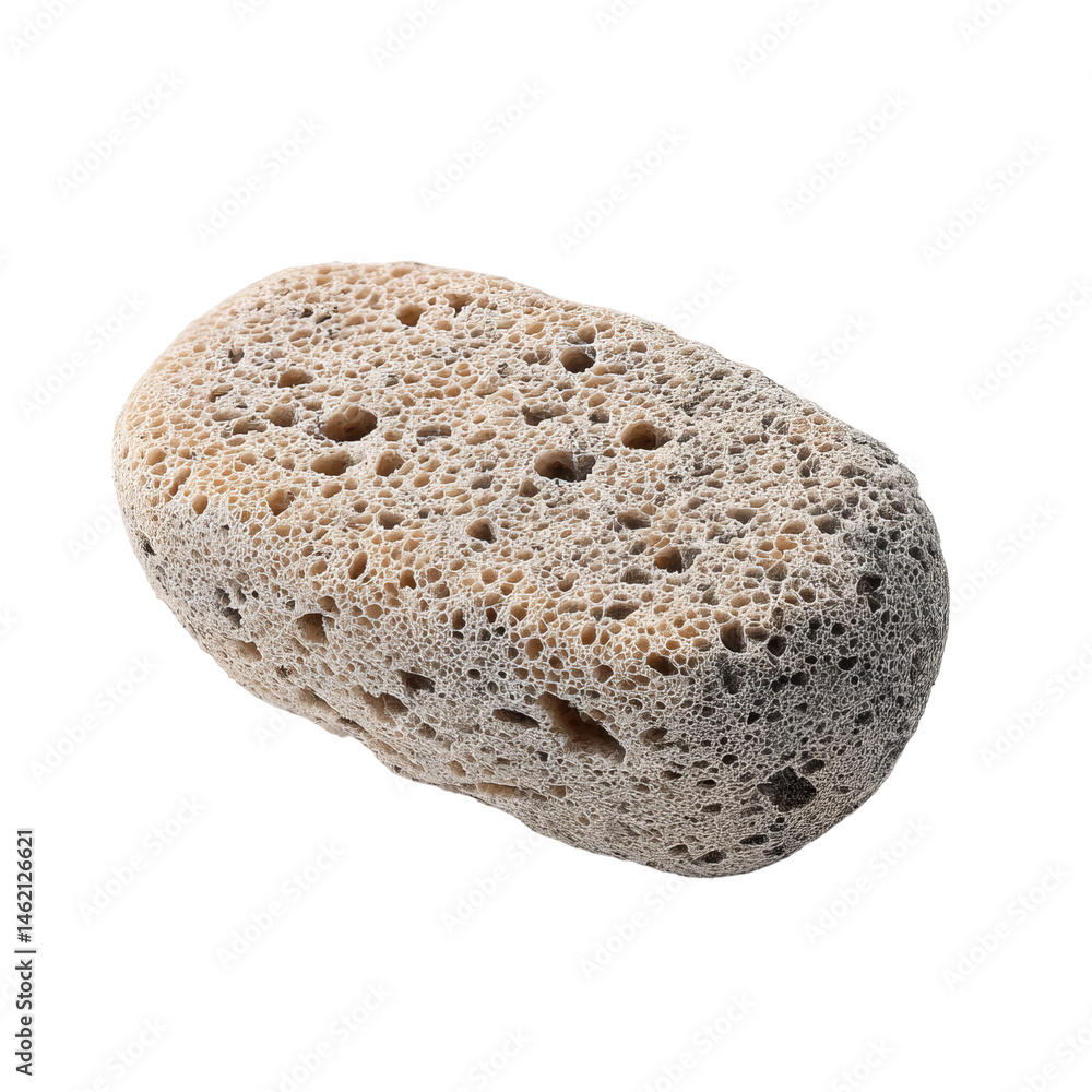 Poster a close-up of a textured pumice stone isolated on a neutral backdrop. this image shows the intricate