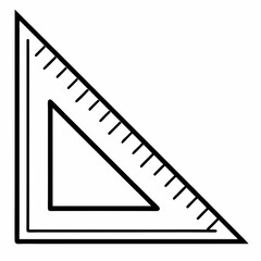 Set Square Ruler Line Art Illustration For School Geometry Measurement Concept
