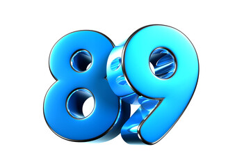 Blue number 89 3d illustration. Advertising signs. Product design. Product sales