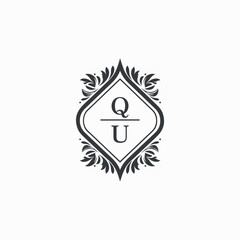 QU Initials Wedding Logo Vector Art  Icons  and Graphics