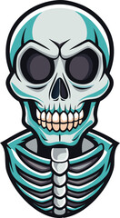 Colorful Cartoon Skeleton Skull Vector Illustration with Ribcage Design for Halloween and Comic Art
Skeleton Skull Vector, Halloween Cartoon Skull, Funny Skeleton Drawing, Spooky Skull Illustration