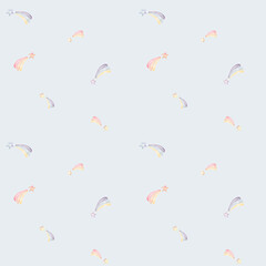 Seamless watercolor pattern with pastel colors multicolor stars. Illustration of background for nursery wallpaper, baby decor, textiles, or children paper.