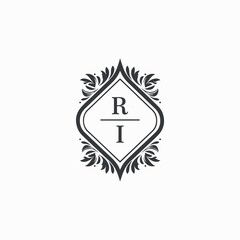 RI Initials Wedding Logo Vector Art  Icons  and Graphics