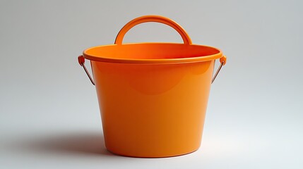 Orange Plastic Bucket with White Background.