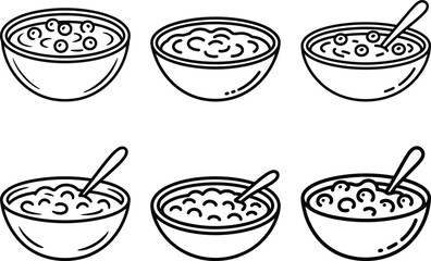 Cranberry Sauce Bowl Set - Thanksgiving Line Art Vector Collection