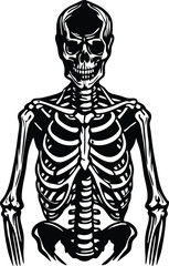 Black and White Happy Halloween Skeleton Illustration in Cartoon Line Art Style
Happy Skeleton Clipart, Halloween Skeleton Drawing, Black and White Bones, Cartoon Skeleton Art