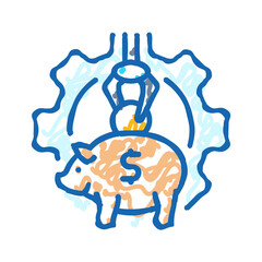 automatic savings budget planning icon doodle illustration