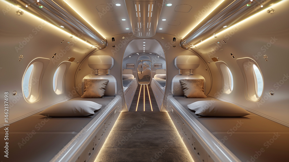 Aufkleber this automated transport aircraft cabin showcases innovative design and advanced mobility solutions.