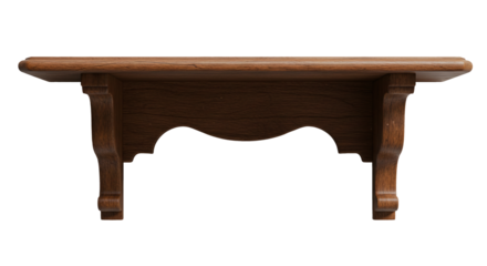 Rustic wooden wall shelf for home decor and storage organization style isolated on a transparent background