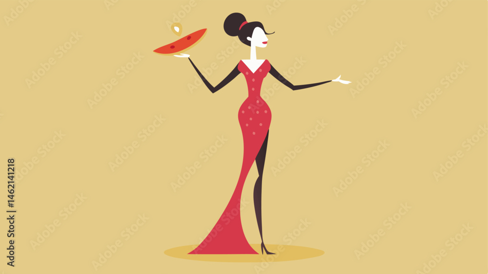 Poster gl pose with bold accessories a tall slender figure of a supermodel stands elegantly with one leg sl