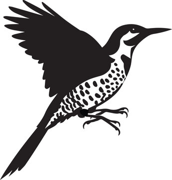 black and white woodpecker in flight clip art preview