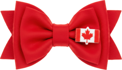 Festive Red Felt Bow with Canadian Maple Leaf Flag Accent Perfect for Holiday Crafts