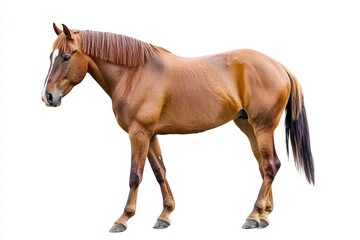 Obraz premium Elegant horse in studio lighting, pristine white backdrop, lifelike animal photography.