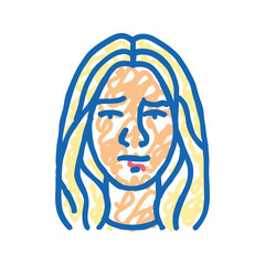 worry woman expression icon doodle illustration