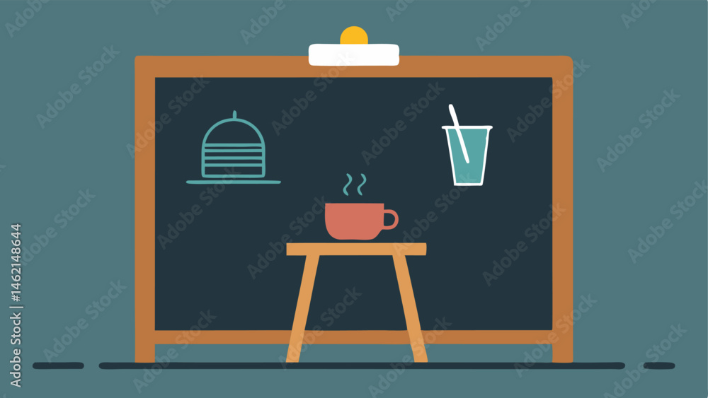 Poster menu board a digital or chalkboard menu that has been created in large print with visualsicons to he
