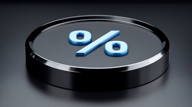 Discount Percentage Button 3D Render.