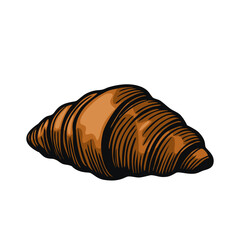 A detailed vector illustration of a croissant, showcasing its flaky layers and golden-brown color. The croissant is depicted in a realistic style, emphasizing its texture and shape.
