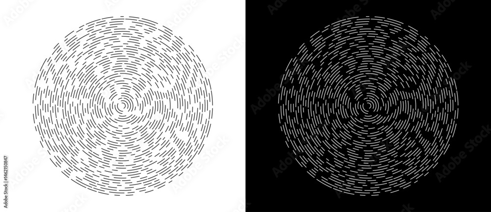 Poster abstract background with lines in circle. art design circle as logo or icon. a black figure on a whi