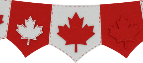 Festive Canadian Flag Bunting with Red and White Felt Maple Leaves