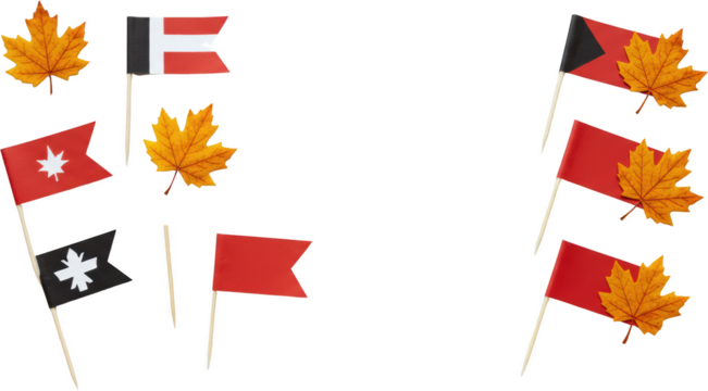 Autumnal Flags and Maple Leaves Festive Arrangement for Fall Decorations