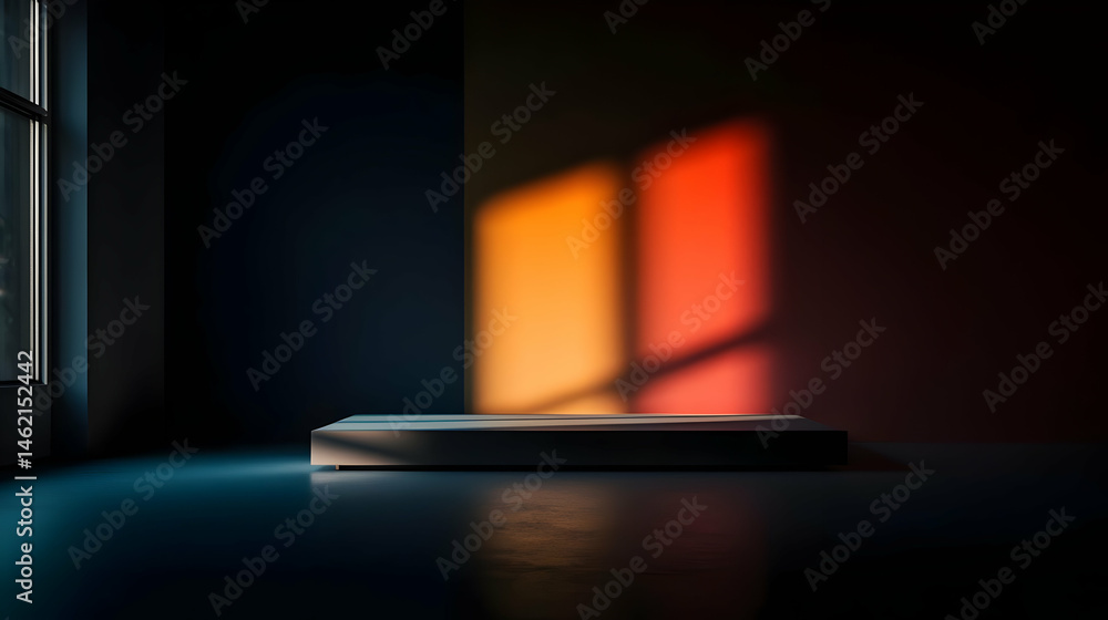 Poster empty modern room with light and shadow on display platform