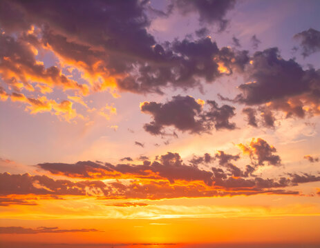 Dramatic Sunset Sky With Colorful Clouds