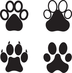 Fototapeta premium paw print icons, dog paw silhouette vector icon set, dog paw print logo bundle