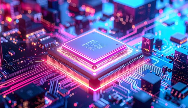 Photo of AI chipset cyberpunk style