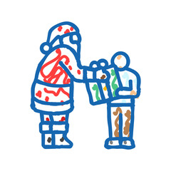santa claus delivering gifts icon doodle illustration