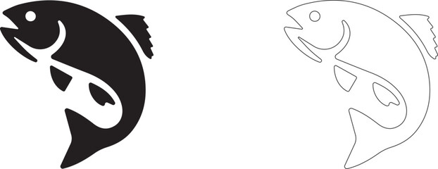 Fish icon black vector silhouette. Fisheries logo symbol.