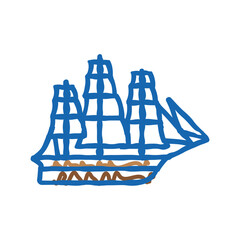 felucca ancient ship icon doodle illustration