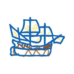 clipper ancient ship icon doodle illustration