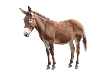 High-detail brown donkey cutout, realistic animal portrait for versatile use.