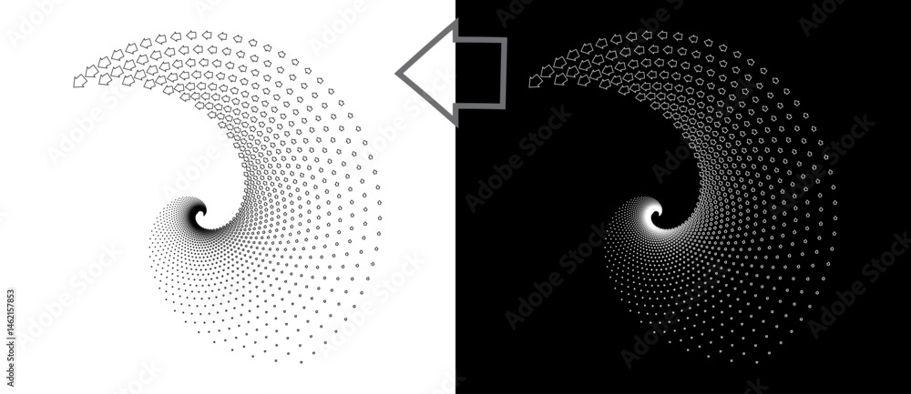 Aufkleber abstract background with arrows in spiral. art design spiral as logo or icon, design element. a blac