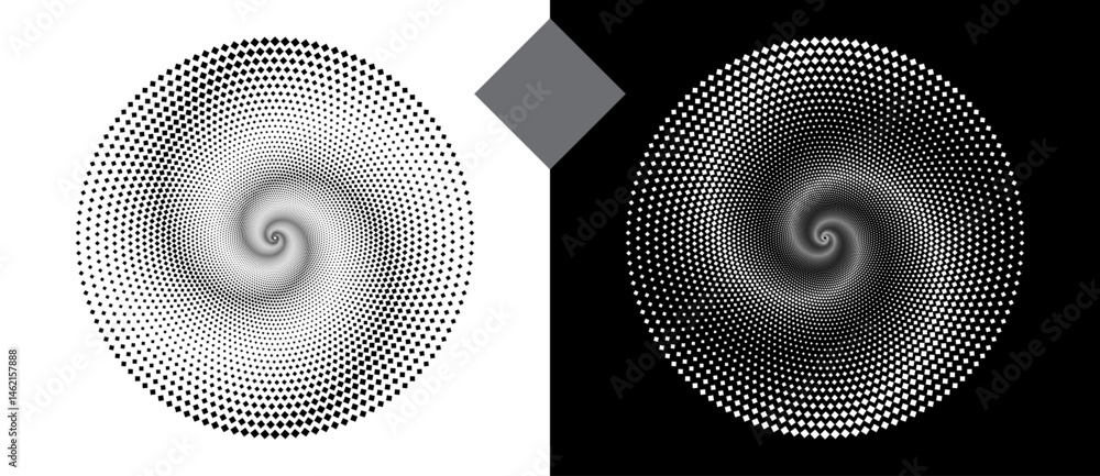 Fototapete abstract background with rhombuses in circle. art design spiral as logo or icon. a black figure on a