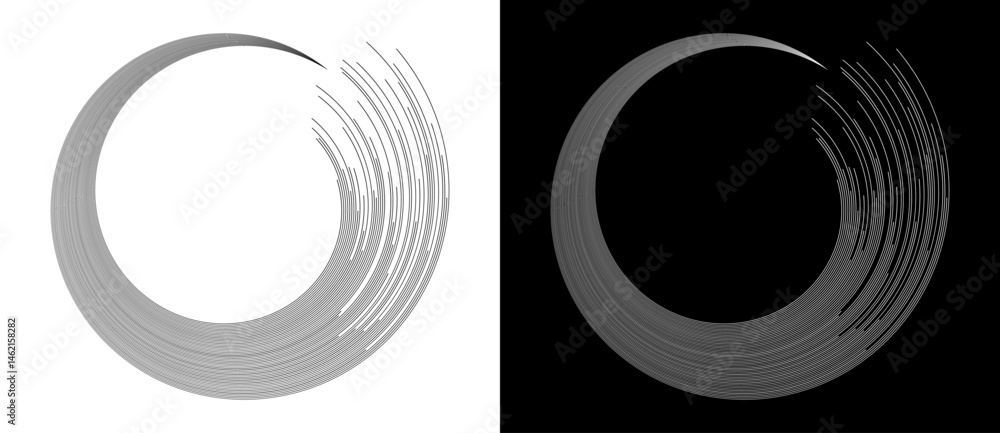 Aufkleber abstract background with lines in circle. art design spiral as logo or icon. a black figure on a whi