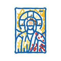 Fototapeta premium mosaic christ byzantine icon doodle illustration