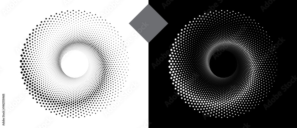 Fototapete abstract background with rhombuses in circle. art design spiral as logo or icon. a black figure on a