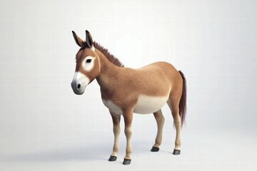 Ultra-realistic brown donkey isolated on white, perfect for creative projects