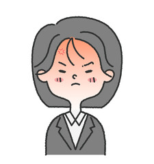スーツを着た女性社員の怒った顔