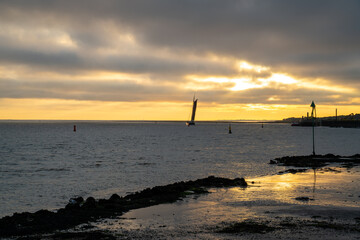 Sunset over the Wadden sea on Vlieland island, Netherlands
