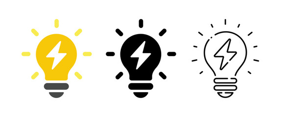 電力、発電の電球アイコンセット ベクターイラスト © creamfeeder