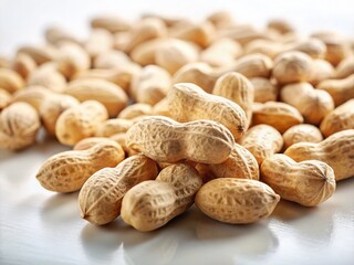 Dried Peanuts, Long Exposure, White Background - High-Resolution Stock Photo
