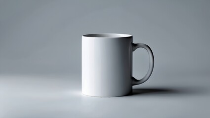 Obraz premium Simple white mug on light background with space